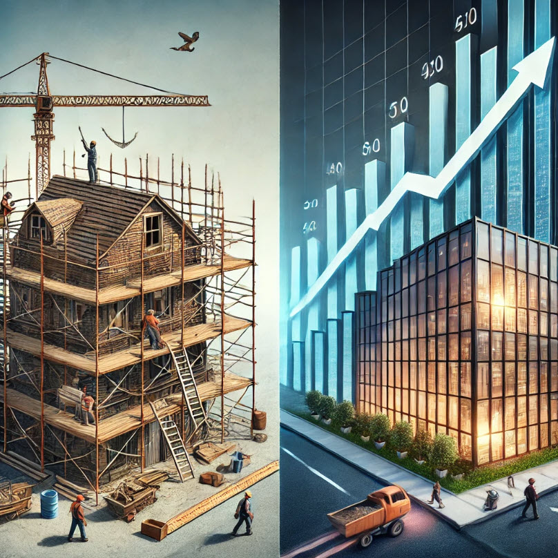 Image depicting contrast between starting a business and buying an existing business