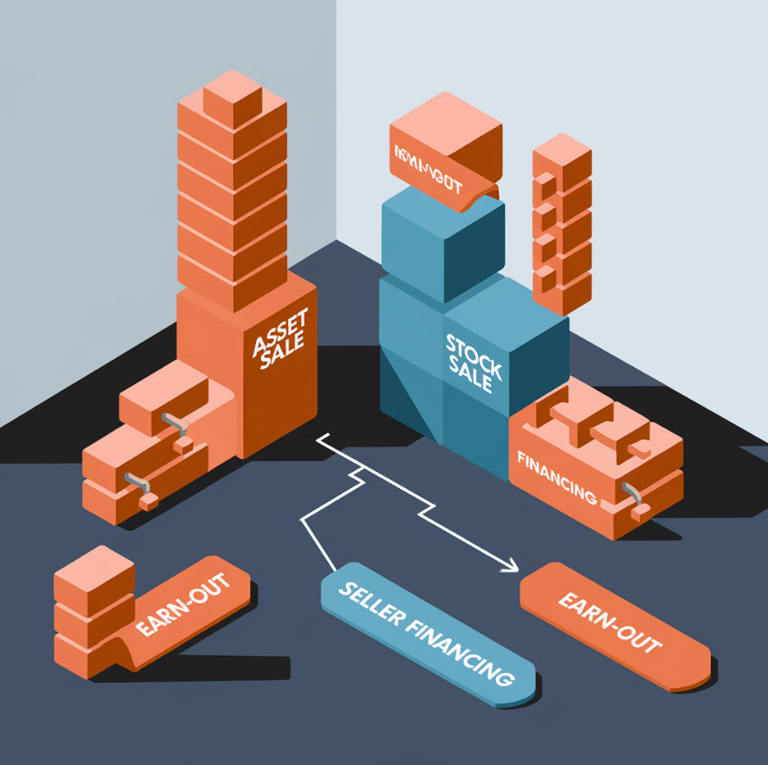 This image shows the different ways buying a business can be structured for financing purposes.