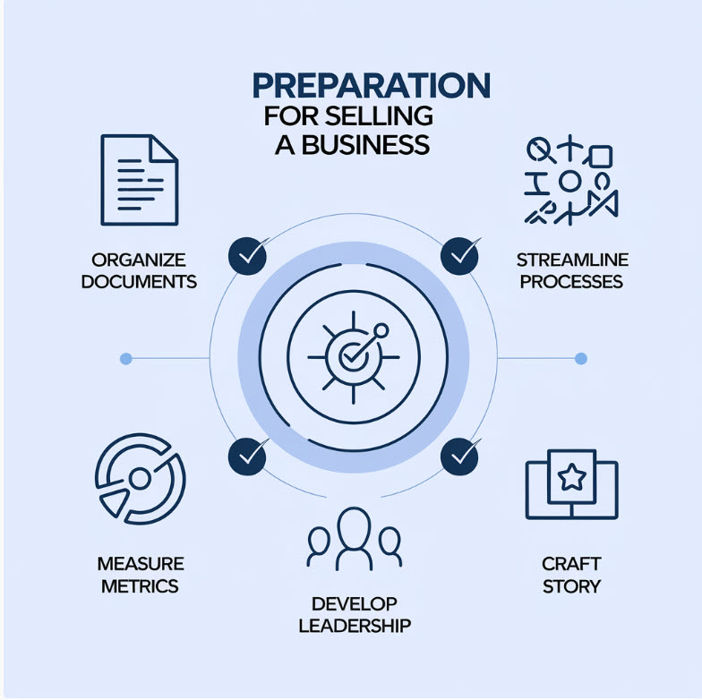 An Image showing 5 steps of business acquisition